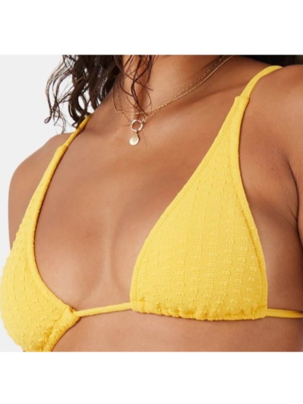 Roxy Juniors' Haleiwa Textured Built Up Triangle Bikini Top, Golden Rod Yellow,S